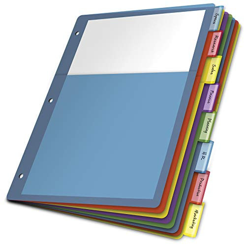 Cardinal Poly Pocket Dividers, 8 Dividers per Set, Letter Size, Multicolor, 1 Set (84017)