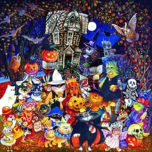 Cats and Dogs on Halloween 500 pc Jigsaw Puzzle by SunsOut