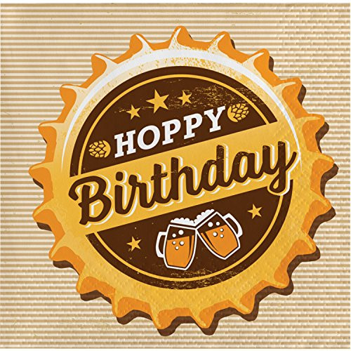 Cheers and Beers Beverage Napkins, Hoppy Birthday, 48 ct