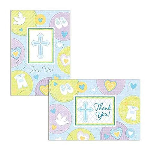 Religious Blue Christening Invitation Cards | Party Accessory, 96 Ct.