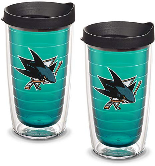 Tervis 1080774 NHL San Jose Sharks Primary Logo Tumbler with Emblem and Black Lid 2 Pack 16oz, Emerald Tervis 1080774 NHL San Jose Sharks Primary Logo Tumbler with Emblem and Black Lid 2 Pack 16oz, Emerald