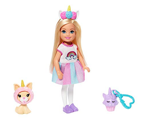 ?Barbie Club Chelsea Dress-Up Doll in Unicorn Costume with Accessories, 6-Inch Blonde, for 3 to 7 Year Olds