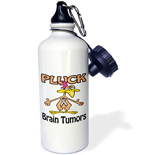 3dRose wb_114706_1"Chicken Pluck Brain Tumors Awareness Ribbon Cause Design" Sports Water Bottle, 21 oz, White