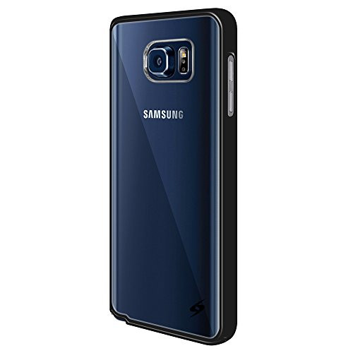 AMZER SlimGrip Hybrid Case Cover for Samsung Galaxy Note 5 SM-N920F - Retail Packaging - Black (Light & Scratch Resistant Clear Back Case)