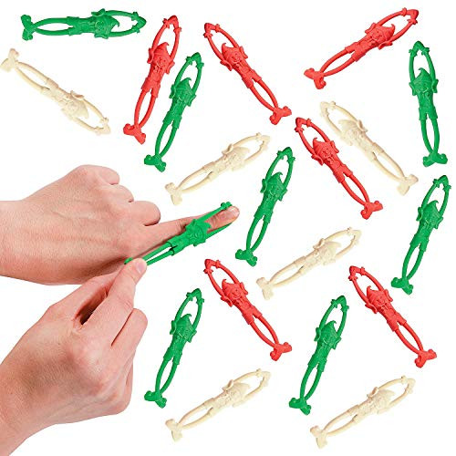 Christmas Sticky Stretchy Flying Elves, Bulk Pack of 24, Green and Red, Xmas Party Stocking Stuffers Fun, 3.5 Inches, By 4Es Novelty