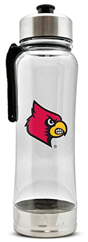 NCAA Louisville Cardinals 20oz Clip-On Clear Plastic Water Bottle