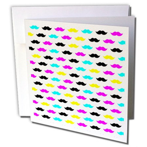 3dRose CMYK Mustache Pattern Cartoon - Greeting Cards, 6 x 6 inches, set of 6 (gc_102395_1) 3dRose CMYK Mustache Pattern Cartoon - Greeting Cards, 6 x 6 inches, set of 6 (gc_102395_1)