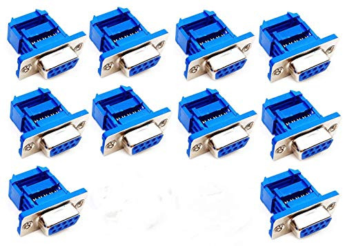 QMseller 10 pcs Serial Port D-SUB DB9 9 Pin IDC Flat Ribbon Crimp Connectors for Flat Ribbon Cable (DB9 9Pin Female with Threaded)