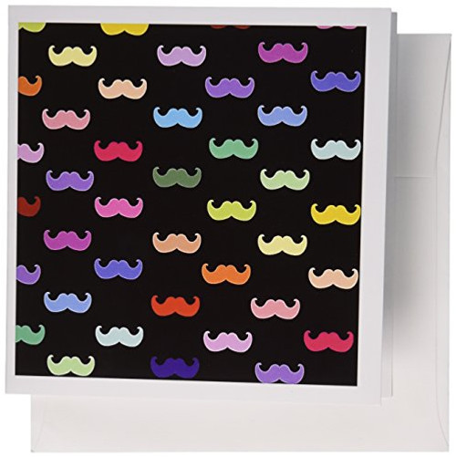 3dRose Colorful Rainbow Mustache Pattern multicolored multicolor ironic hipster mustaches - Greeting Cards, 6 x 6 inches, set of 12 (gc_56657_2) 3dRose Colorful Rainbow Mustache Pattern multicolored multicolor ironic hipster mustaches - Greeting Cards, 6 x 6 inches, set of 12 (gc_56657_2)