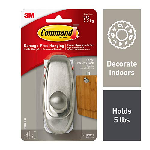 Command Silver Hook, Holds 5 lbs, Indoor Use (17063BN-ES)