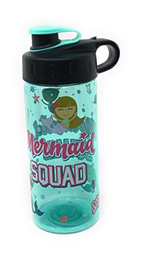 Cool Gear Mermaid Squad Girls Plastic Water Bottle green 16 oz BPA free fun kids