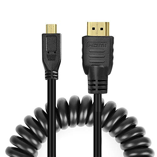 Copeak Coiled HDMI to Micro HDMI Cable High Speed Micro HDMI to Full HDMI Male Cable 11.8""/30cm High Speed Support 1080p Ethernet & Audio Return