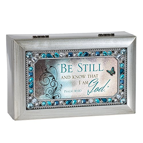 Cottage Garden Be Still Know That I Am God Brushed Silvertone Jewelry Music Box Plays How Great Thou Art Cottage Garden Be Still Know That I Am God Brushed Silvertone Jewelry Music Box Plays How Great Thou Art