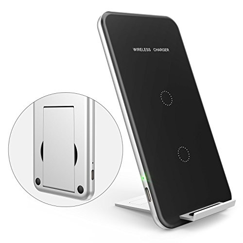 InChor Wireless Charger,Ultra-thin Fast Wireless Charging Pad Stand with Aluminum Alloy Shell 10W for Galaxy S7/S8/S8+/S9/Note8 7.5W for IPhone X 8/8 Plus (Silver) (Silver2)