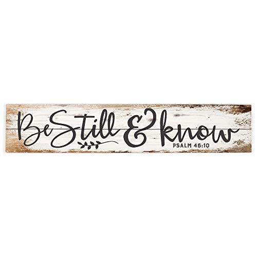 P. Graham Dunn Be Still & Know White Wash 36 x 7 Inch Solid Pine Wood Pallet Wall Plaque Sign