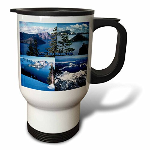 3dRose Crater Lake National Park Collage Stainless Steel Travel Mug, 14-Ounce