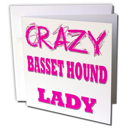 3dRose Crazy Basset Hound Lady - Greeting Cards, 6 x 6", Set of 12 (gc_174936_2)