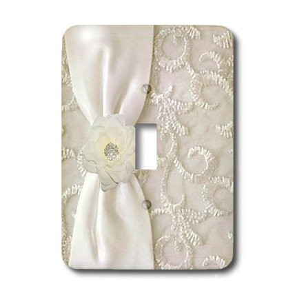 3dRose LLC lsp_23903_1 Cream Flower On Ribbon Single Toggle Switch