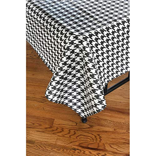 Houndstooth Paper Table Cover (54" x 108", Water and Tear Resistant, Black and White) Alabama Houndstooth Collection by Havercamp