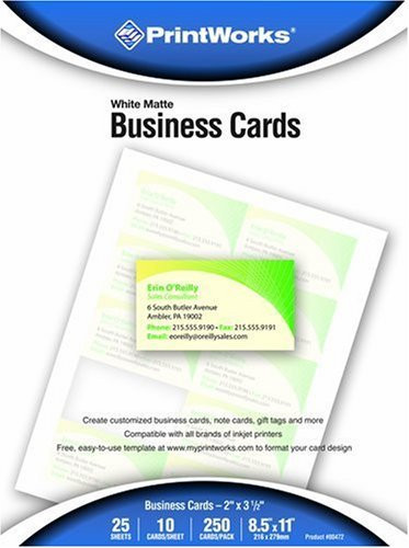 Printworks Matte White Business Cards 250 Count (00472) by PrintWorks