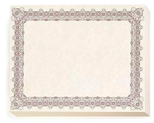 Maroon on White Parchment Crown Standard Certificates, 8 x 11, 100 Count