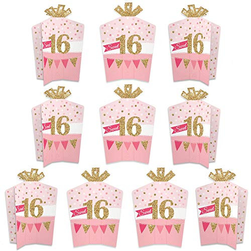 Big Dot of Happiness Sweet 16 - Table Decorations - 16th Birthday Party Fold and Flare Centerpieces - 10 Count Big Dot of Happiness Sweet 16 - Table Decorations - 16th Birthday Party Fold and Flare Centerpieces - 10 Count