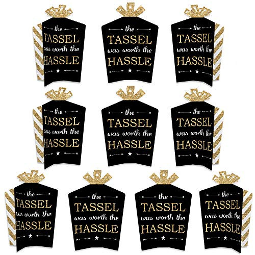 Big Dot of Happiness Gold - Tassel Worth the Hassle - Table Decorations - Graduation Party Fold and Flare Centerpieces - 10 Count