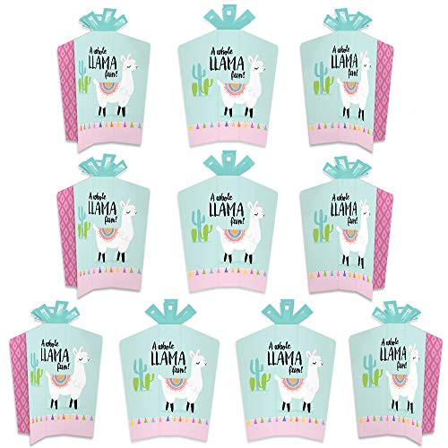 Big Dot of Happiness Whole Llama Fun - Table Decorations - Llama Fiesta Baby Shower or Birthday Party Fold and Flare Centerpieces - 10 Count