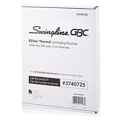 Swingline GBC Thermal Laminating Sheets / Pouches, Letter Size, 3 Mil, EZUse, 100-Count (3740725) Swingline GBC Thermal Laminating Sheets / Pouches, Letter Size, 3 Mil, EZUse, 100-Count (3740725)