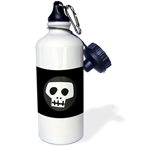 3dRose wb_17058_1 Skull Sports Water Bottle, 21 oz, White 3dRose wb_17058_1 Skull Sports Water Bottle, 21 oz, White