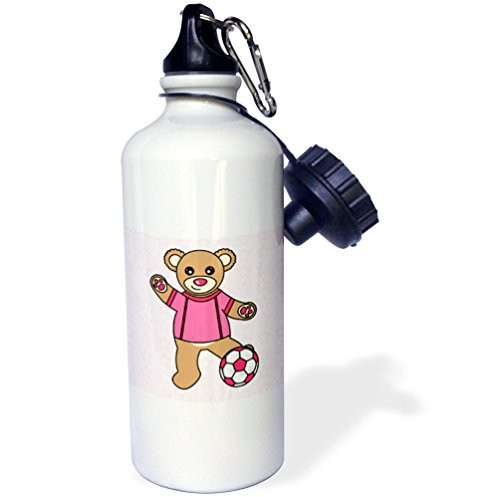 3dRose wb_15398_1 Cute Basketball Player Teddy Bear Girl Sports Water Bottle, 21 oz, White