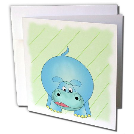 3dRose Cute cartoon of the zoo animal the baby Hippo ( hippopotamus ). - Greeting Cards, 6 x 6 inches, set of 12 (gc_51727_2)