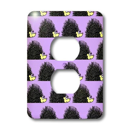 3dRose lsp_13854_6 Cute Hedgehog Print Purple 2 Plug Outlet Cover