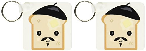 3dRose Cute Kawaii French Toast - Key Chains, 2.25 x 4.5 inches, set of 2 (kc_102697_1)