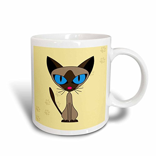 3dRose Cute Siamese Cat Paw Prints Design Mug, 15-Ounce 3dRose Cute Siamese Cat Paw Prints Design Mug, 15-Ounce