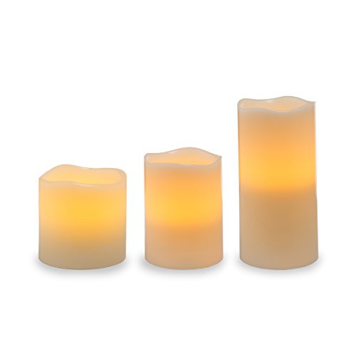 Darice Battery Operated Assorted Size LED Wax Pillar Candle Set, 4 Piece