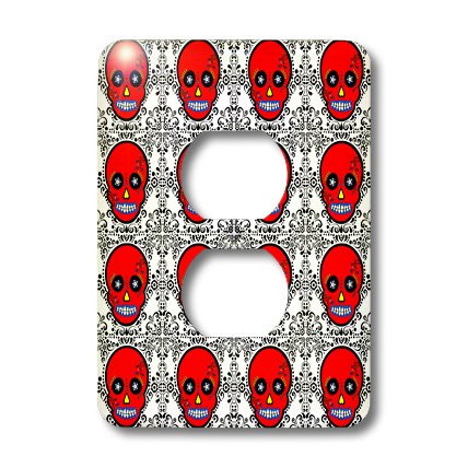 3dRose lsp_28890_6 Day of The Dead D?de Los Muertos Sugar Skull Print Red Outlet Cover Multi-Color