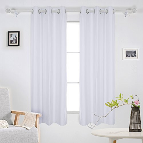 Deconovo Heavy Microfiber Panels Triple-Pass Coating Back Layer Grommet Blackout Thermal Insulated Room Darkening Curtains for Bedroom, 38W x 63L Inch, Platinum White
