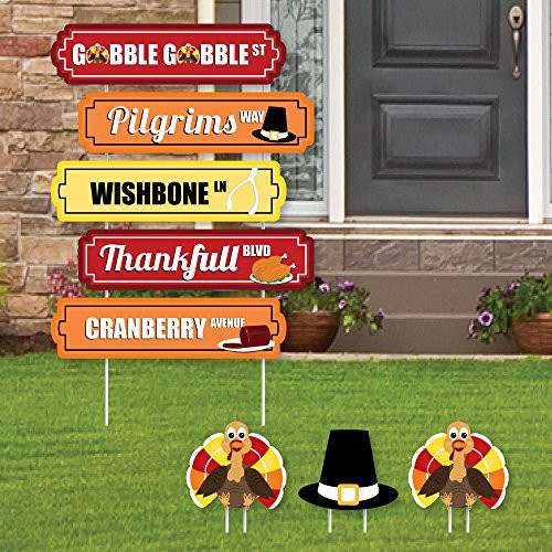 Big Dot of Happiness Thanksgiving Turkey Street Sign Cutouts - Fall Harvest & Thanksgiving Yard Signs & Decorations - Set of 8 Big Dot of Happiness Thanksgiving Turkey Street Sign Cutouts - Fall Harvest & Thanksgiving Yard Signs & Decorations - Set of 8