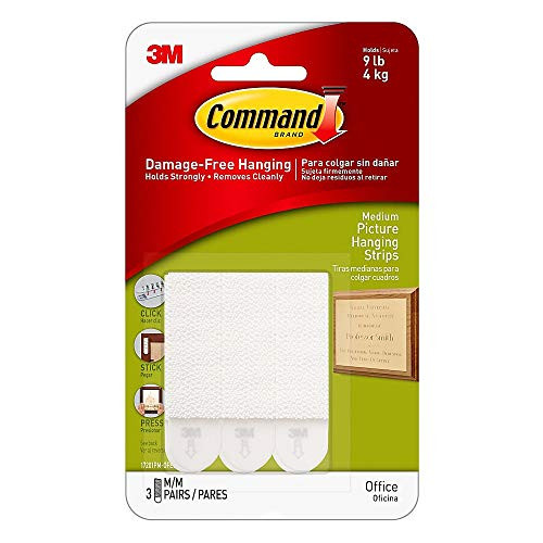 Command Picture Hanging Strips, Medium, White, 3-Pairs (17201-ES)