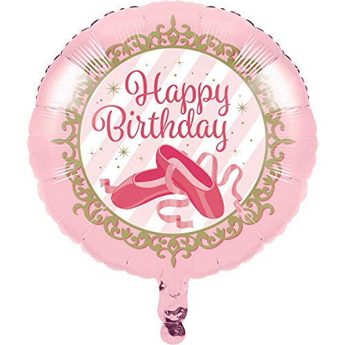 Creative Converting 324440 Twinkle Toes Ballerina Ballet Birthday Foil Balloon, 18", Pink