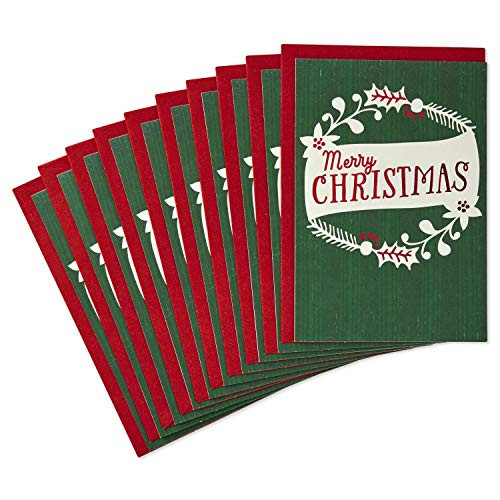 Hallmark Christmas Cards Pack, Wreath (10 Cards with Envelopes)