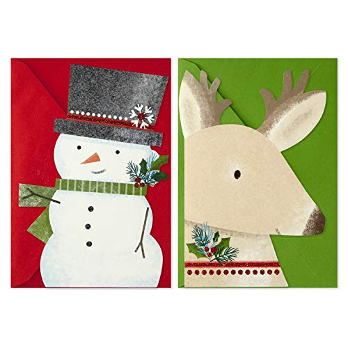 Hallmark Assorted Boxed Christmas Cards, Reindeer and Snowman (40 Cards with Envelopes)
