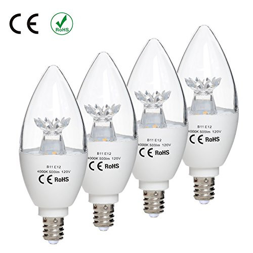 INT Lighting LED Candelabra Light Bulb 60W Incandescent Equivalent 6W Neutral White 4000K B11 E12 Small Candelabra Base Bulbs Non-Dimmable Light Bulbs for Room Decor, Pack of 4