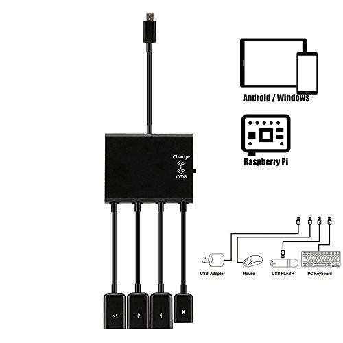 kirin Micro Usb HUB Adaptor with Power, 3-Port Charging OTG Host Cable Cord Adapter for Fire TV Stick, Raspberry Pi 2 3 Pi Zero Android Smart Phone Tablet Samsung Galaxy HTC Sony Google LG/Linux
