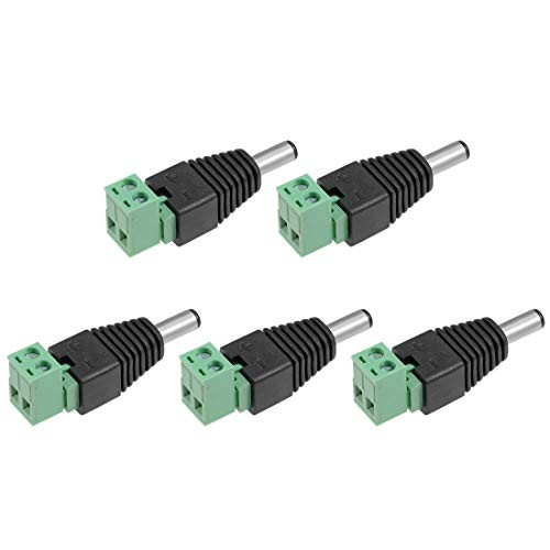 uxcell Male 5.5x2.1mm DC Power Jack Adapter Terminal Connector for CCTV Security Camera 5PCS