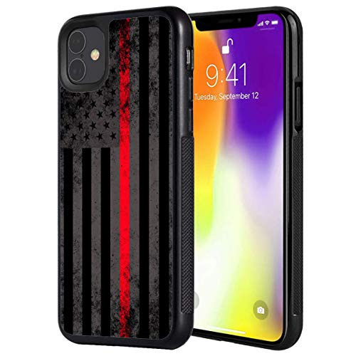 iPhone 11 Pro Case,Vobber Slim Anti-Scratch Architecture TPU Shockproof Protective Case Cover for iPhone 11 Pro 5.8 inch 2019,Thin Red Line American Flag