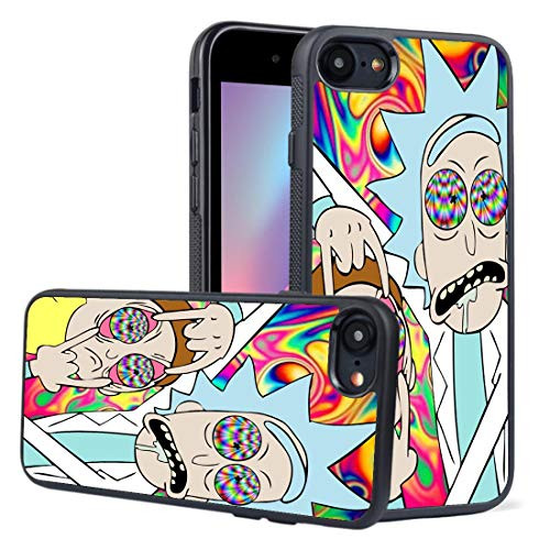 LEALIN iPhone 7 Case,iPhone 8 Case, Rick and Morty Antiskid Handle Black TPU Phone Case for iPhone 7,iPhone 8 Cover