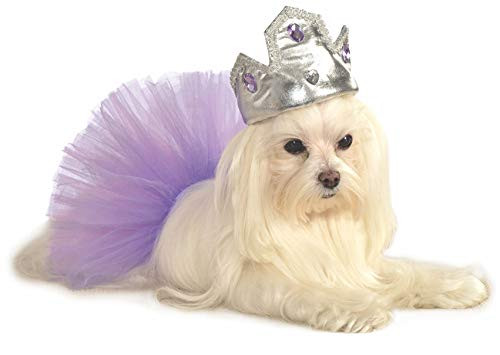 Rubie's Silver Tiara with Purple Stones Pet Costume Accessory, Medium/Large, Multicolor