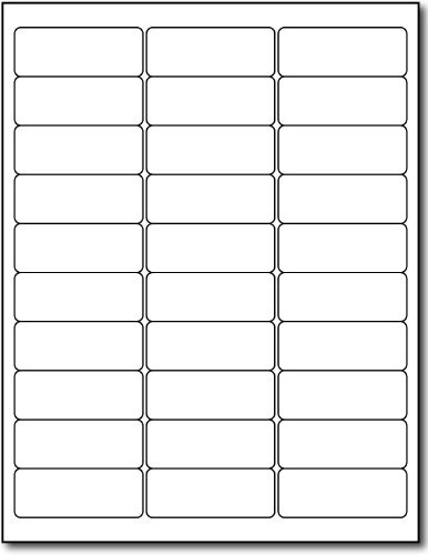 Permanent Adhesive 1" x 2-5/8" Shipping Labels, 30 Labels per Sheet - Blank White Matte Finish - Printable Mailing Address Stickers for Inkjet/Laser Printers - 25 Sheets / 750 Labels